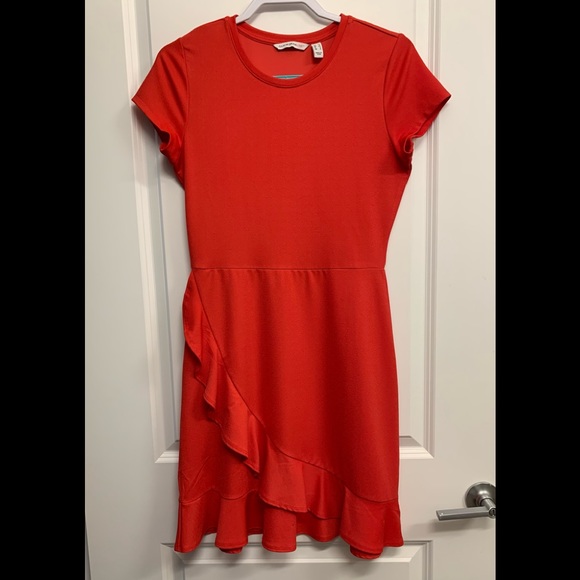 Isaac Mizrahi instant Red Ruffle Dress Size XS - Picture 1 of 2